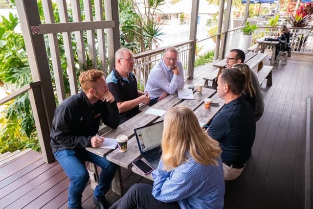 Team working together outdoors