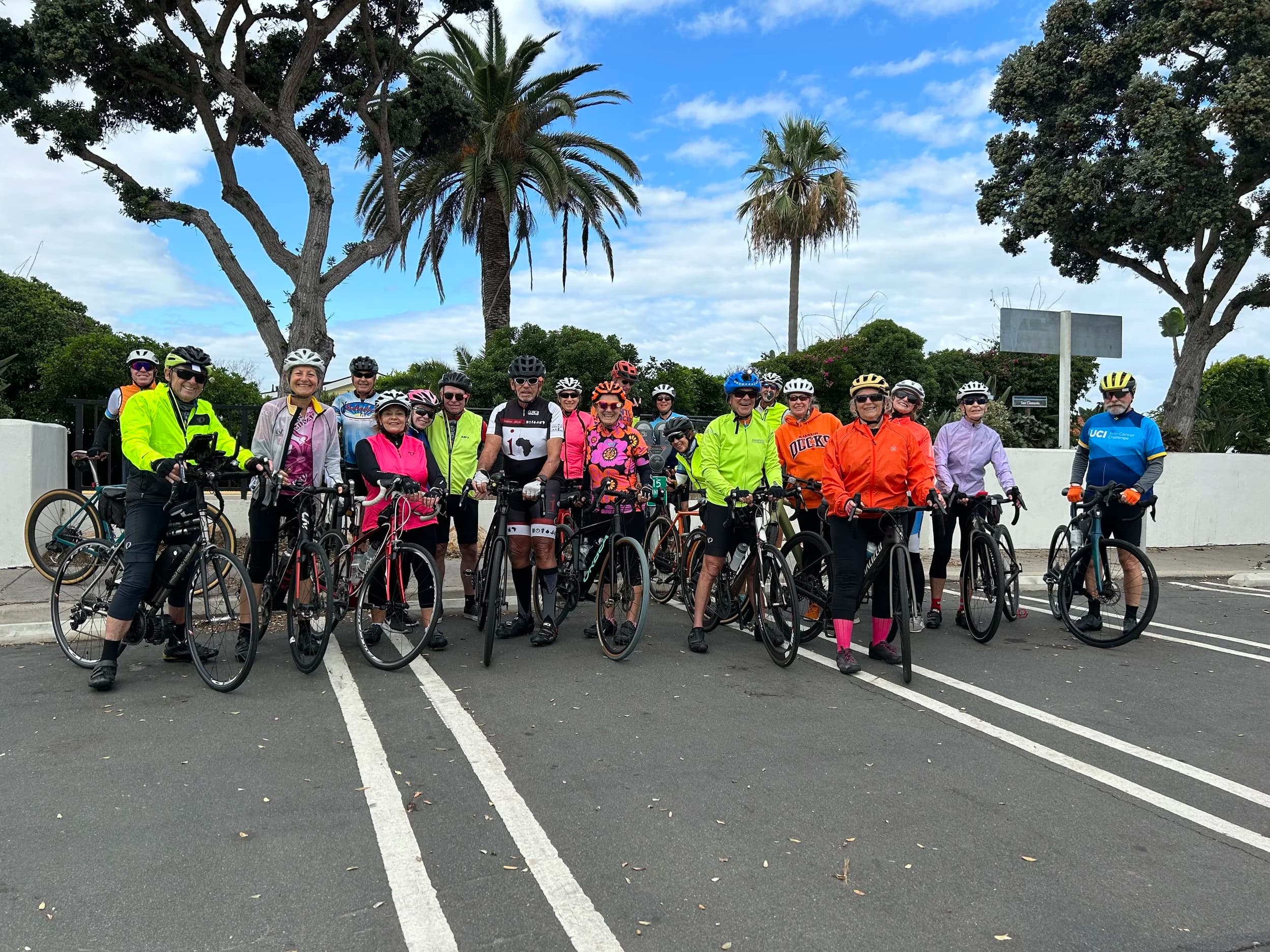 BCI riders gathered before a coastal ride in San Clemente