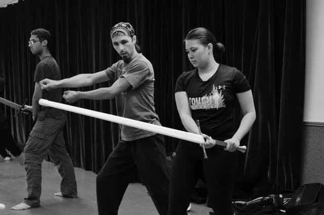 HEMA instructor training with longsword techniques