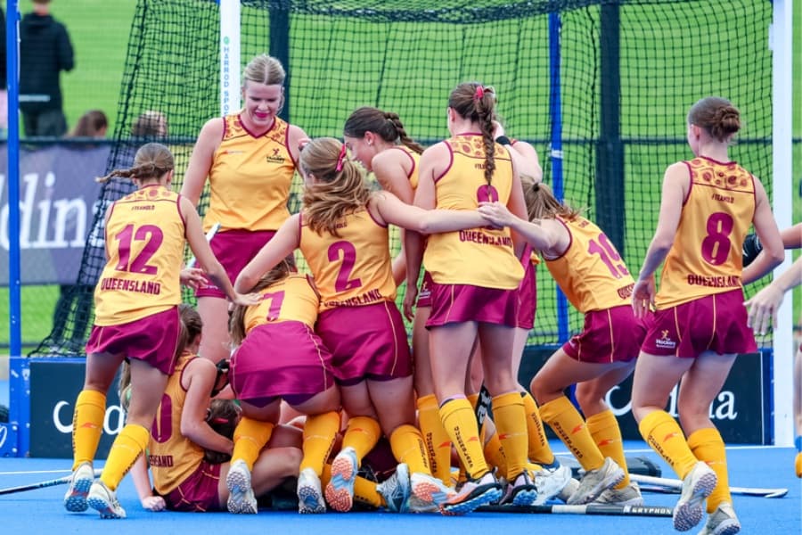 Queensland hockey team celebrating