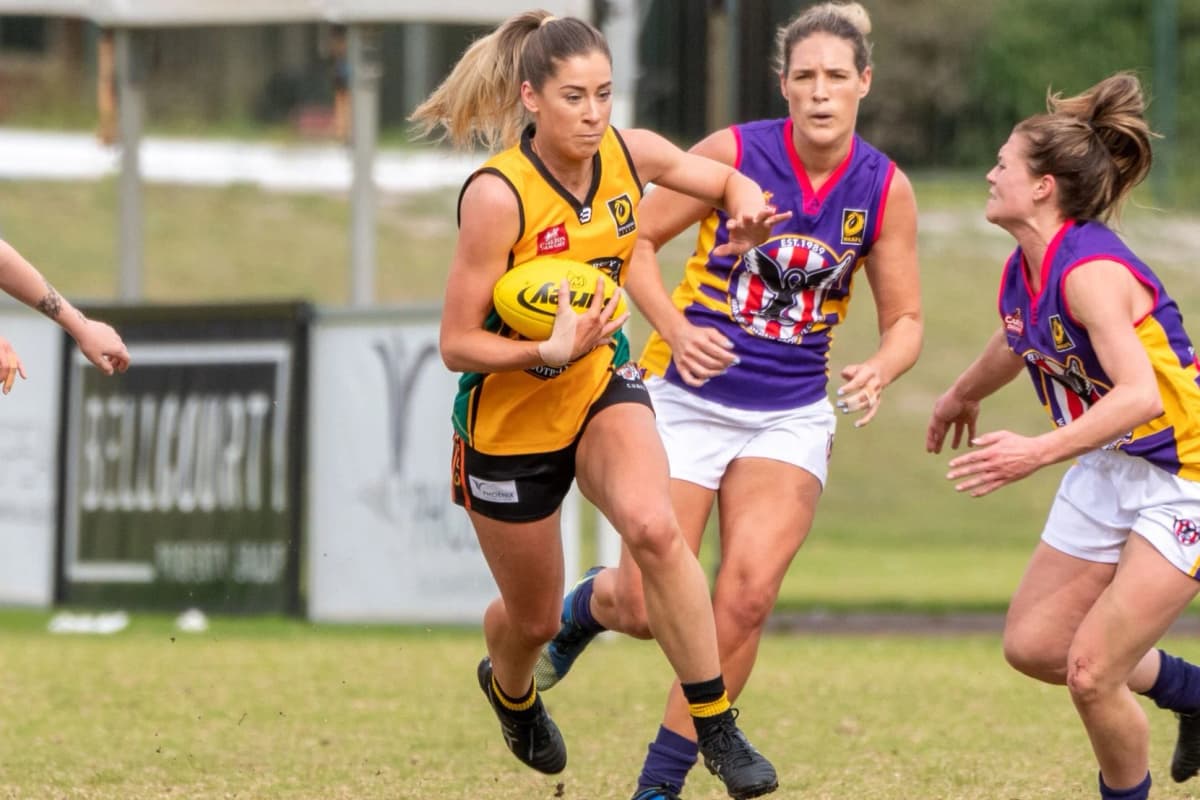 Women's football action in the Perth Football League
