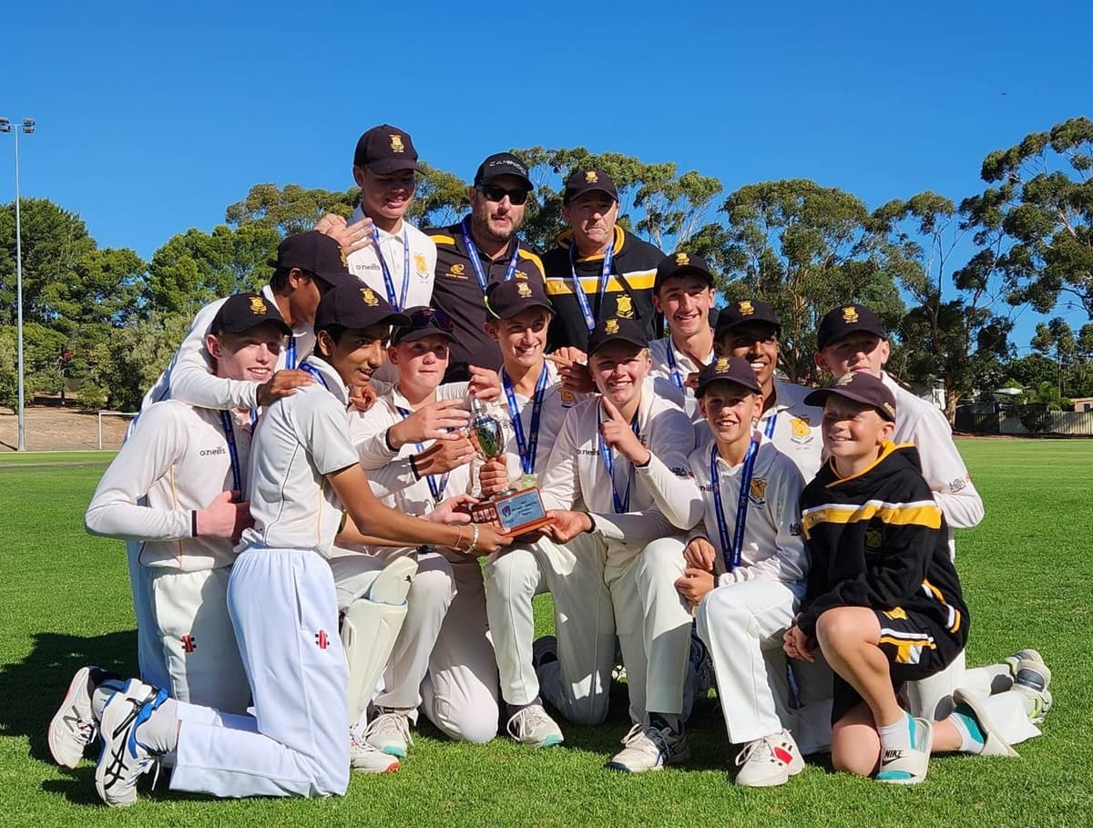 Para Hills Cricket Club U16 Premiers — junior team celebration
