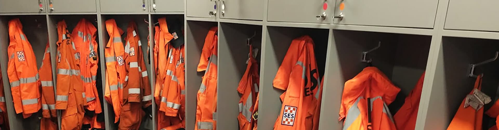 VICSES volunteer uniforms and equipment in unit lockers
