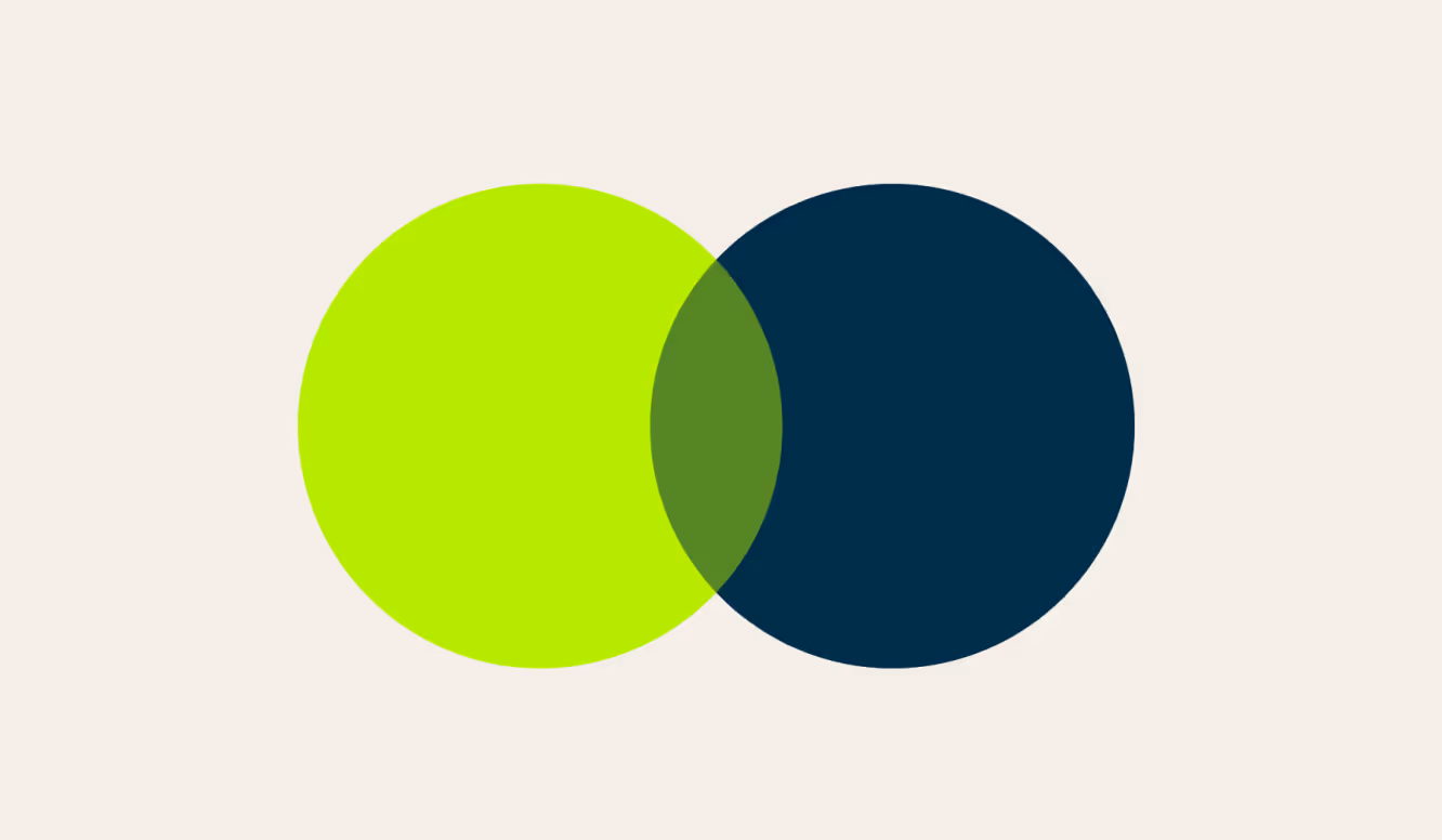 Lime green circle overlapping a dark teal circle — TidyAI logo mark